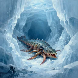 sea creature stuck in ice voidscape by simon stalenhag and ansel adams, digital art