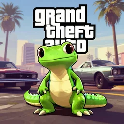 Therapy Gecko in Grand Theft Auto cover art, 4k