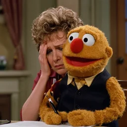 photograph of My mom looking very disappointed in me, as a muppet (1983)