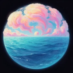 sperical hdri map, epic smooth illustration, ocean, mattepainting, fall vibrancy, swirly cotton candy clouds, by lisa frank, by greg rutkowski, by wlop, by namek