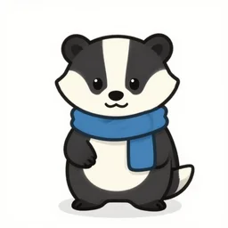 badger wearing a scarf, cartoon style