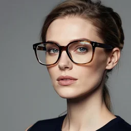 a portrait of a beautiful skinny woman with big glasses (really big) by Martin Schoeller, photorealistic, global lighting