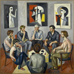 a ( beautiful masterpiece ) painting, we sit around and suppose while the secret sits in the middle and knows, oil painting by cuno amiet and francis picabia and man ray, andrey remnev, frank stella!, james jean, kazimir malevich, pavel filonov, collage by robert rauschenberg!, trending on artstation