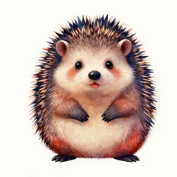 happy hedgehog, very beautiful watercolor painting, red dark - blue and orange color palette, extremely detailed, masterpiece by a very talented artist, cheerful optimistic happy joyful, stunning gorgeous