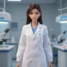 nice scientist girl in lab coat, slim, digital art, photorealism, character design, hd, 4k,