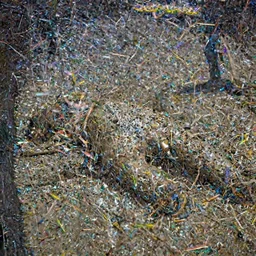 a full-color police photograph of a crime scene. inside the crime scene there is a human corpse covered in a thin film of wet clay. the corpse is twisted and bent and wrong