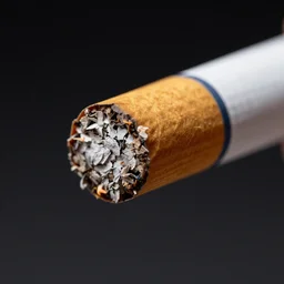 an extreme close-up of the lit end of a cigarette, high definition