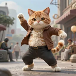 hyperrealistic hyper detailed energetic choonky catman dancing concept art key sage sharp cinematic lighting 8k wide angle shallow depth of field