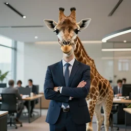epic professional digital art corporate office portrait of:exotic giraffe businessman :,best on artstation, cgsociety, wlop, Behance, pixiv, astonishing, impressive, outstanding, epic, cinematic, stunning, gorgeous, concept artwork, much detail, much wow, masterpiece.