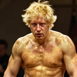 boris johnson gigachad muscular god emperor golden light cinematic boxing knockout