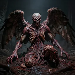 deeply disturbing imagery of a living monster. unsettling photography now released by the us government press release. viewer discrention required. adult supervision historic horrific photography. undescribable barely human form, ghoulish guts and limbs stretching, disfigured figure, fallen angel masterpiece.
