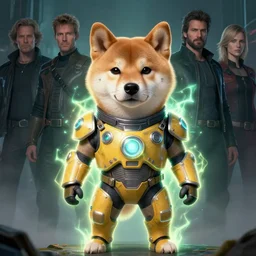 realistic anthropomorphic shiba inu, in radiation suit armor, fantasy science fiction, glowing electric aura, by donato giancola and greg rutkowski and wayne barlow and zdzisław beksinski, realistic face, visible face, digital art, artstation, symmetry