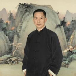 a portrait of a character in a scenic environment by huang guang jian