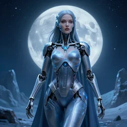 fantastic detailed 3 d matte painting of a female - cybernetic sorceress under an arctic moonlight color scheme, by moebius by vanessa lemen by paul lehr by dan mumford