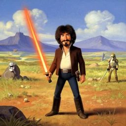 bob ross landscape of star wars battle,