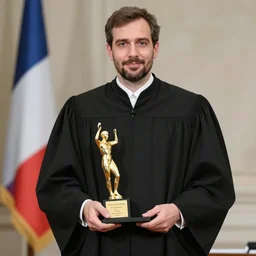 photo of a french lawyer wearing a french black court dress, contemporary, color, award - winning, realistic