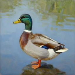 a duck on the prowl oil painting Marina Pallares