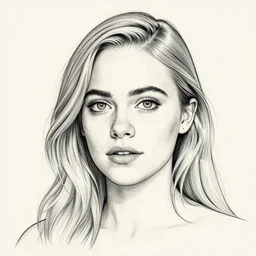 Elle Fanning, head and shoulders portrait, extremely detailed masterpiece, one single continues line,