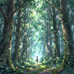 anime forest, magical, mythical, ethereal, hyper realistic, straight lines 8k hdr pixiv dslr photo by Makoto Shinkai ilya kuvshinov and Wojtek Fus, digital art, concept art,