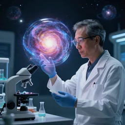 A scientist that discovered the secrets of the universe, 4k, highly detailed, HDR