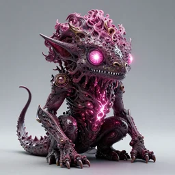 complex 3 d render of a beautiful porcelain dark lovecraft horror machine monster glowing reptile neon eyes. magenta gold and white, fractal veins, fractal hair, 1 5 0 mm, beautiful natural soft light, rim light, gold fractal details, fine lace, mandelbot fractal anatomical, glass, facial muscles, elegant, ultra detailed, metallic armor, octane render