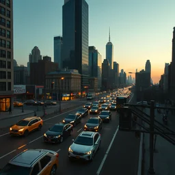 a very very very very very very very very very very very very very very very beautiful matte painting of traffic jam on the streets of neo new york in evening by greg rutkowski, 4 k, extreme details, photorealism