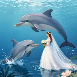 dolphin wedding, digital art, concept art, trending on artstation