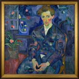 a painting in the style of egon schiele.