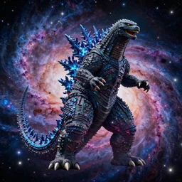 a kaiju bigger than a universe, detailed, high contrast, colorful, cinematic, godzilla, shin godzilla, ultraman, monster, beast, beautiful, galaxy, andromeda, milky way, james webb telescope, stars