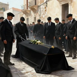 a sicilian funeral. digital art. mafia.