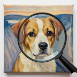 a cute dog - head man, canvas, oil paint, magnification, cinematic, detailed, artwork by edvard munch