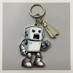 keychain of artist screaming at robot, ebay listing, product picture, new, thumbnail