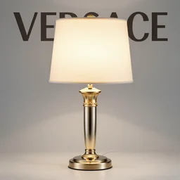 a table lamp designed by versace, advertising photography