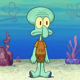 rusty statue of handsome squidward in a coreal reef, 4 k