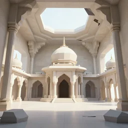 3d lowpoly hindu temple mosque interior, quake level