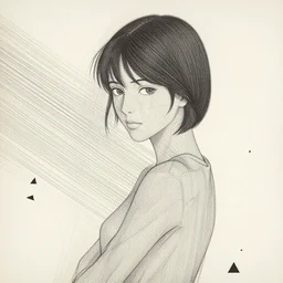 album cover of lady head turning to polygonal minimalist lines streaking down triangles by ilya kuvshinov katsuhiro otomo artgerm, jeremy lipkin and michael garmash and rob rey and jiro yoshihara