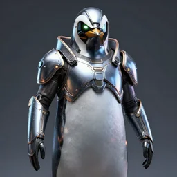 cyberpunk wear penguin armor,metalic, glowing eyes, Unreal engine 5 Detailed Render. Trending on artstation hd 4k