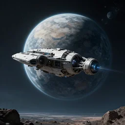 concept art of spacecraft arriving at the last habitable planet, shot from a horror film