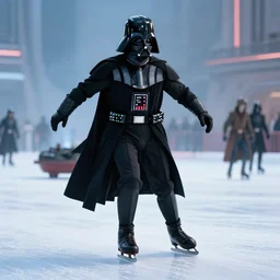 film still of Darth Vader goes ice skating in the new Star Wars movie, 4k
