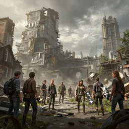 London South Bank, post-apocalypse scenario, concept art by Noah Bradley, Darek Zabrocki, Tyler edlin, Jordan Grimmer, Neil Blevins, James Paick, Natasha Tan, highly detailed, ultra detailed, ultra realistic, trending on artstation, cgstudio