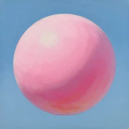 Big pink sphere high in the sky, beautiful stylish oil painting,