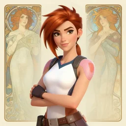 digital character concept art by artgerm and greg rutkowski and alphonse mucha. portrait of overwatch tracer, beautiful, holding a stuff, detailed, poster art, light effect, glowing, hyper detail, intricate, elegant, digital painting, artstation, smooth, sharp focus