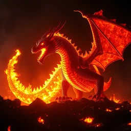 fierce dragon fire and shiny, photography, unreal engine, trending on artstation, photorealistic, octane, trending on deviantart, backlit, fire, lava, glowing