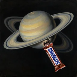 saturn devouring a snickers chocolate bar, goya painting, in the style of goya and greg rutkowski, in the style of black paintings, 8 k, highly realistic
