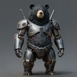 Butouha painting of a robotic asian black bear, half robot half bear, mecha bear, biconical bear, super detailed, in the style of Tenmyouya Hisashi Japanese Spirit No.14