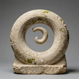 ancient greek statue of ouroboros, sandstone, a little mossy, studio photography