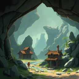 photo cartoon bd illustration comic manga painting of old mine environement : 5 fantasy environement, digital painting : 1 fat brush concept sketch artist bd enki bilal : 1 0