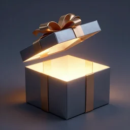 open gift box with glow inside, lateral view, interior hidden, highly detailed digital art, concept art, photorealistic trending on artstation