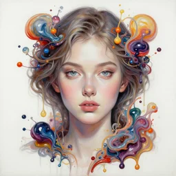 an intricate oil painting of a beautifull woman portrait surounded by hiper detailed inkdrop in water, melting colorfull wax, fluid acrilic art, colorfull, excelent composition, by yoshitaka amano, by greg rutkowski, by alphonse mucha, by jeremyg lipkinng, by rhads, by ross tran, octane render