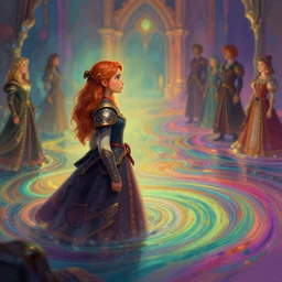side portrait, imogen poots, paladin, gloomhaven, fantasy, neo - gothic, colorful swirly ripples, gaudy colors, depth of field, soft, luminescent, organic matte painting, depth of field, by greg manchess, huang guangjian, greg rutkowski, jesper ejsing, magali villeneuve, artgerm, ilya kuvshinov